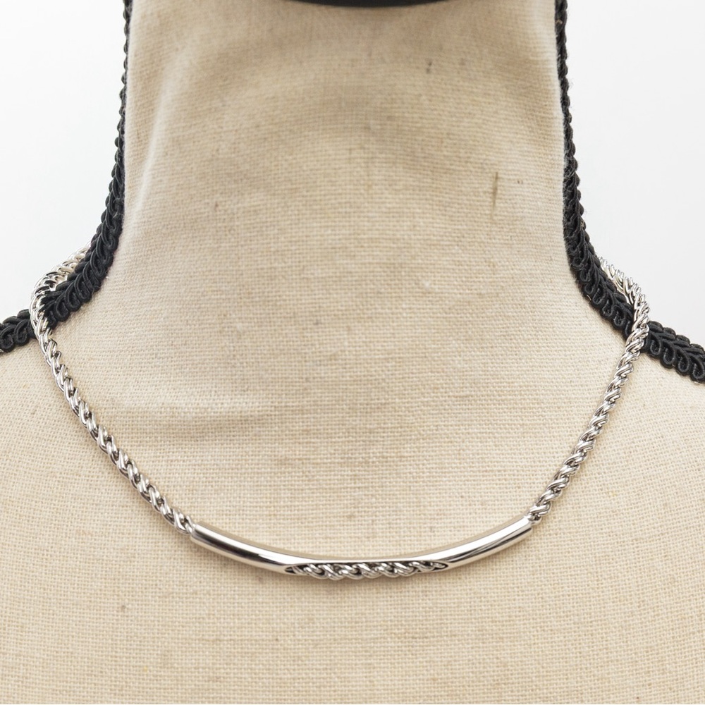 Vintage Biagi silver choker bar choker minimalist timeless classic style 90s Y2K - Picture 7 of 15